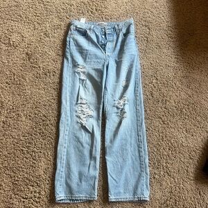 Stylish Light Blue Distressed Women's Jeans